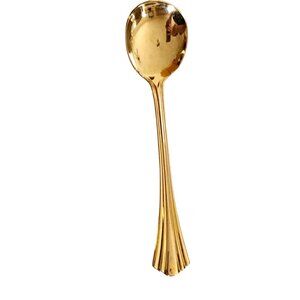 Royal Gallery Gold Ribbed Sugar Spoon 6" ridges fan fancy elegant romance
